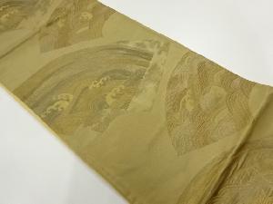 リサイクル　漆箔地紙に荒波模様織出し袋帯